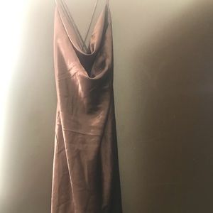 H&M brown satin dress